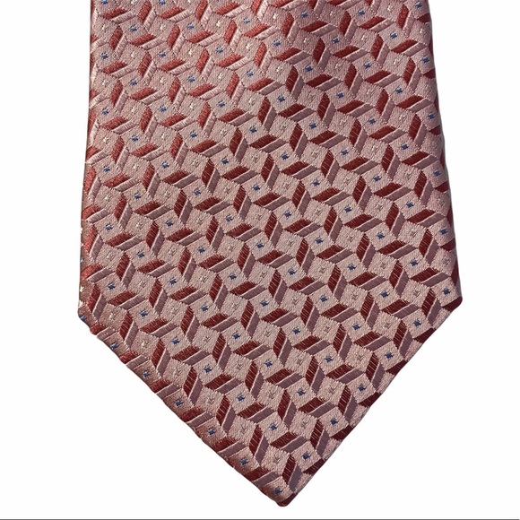 Nicole Miller Geometric Pink Blue Silk Neck Tie Woven Textured Shiny Necktie OS - Picture 6 of 12